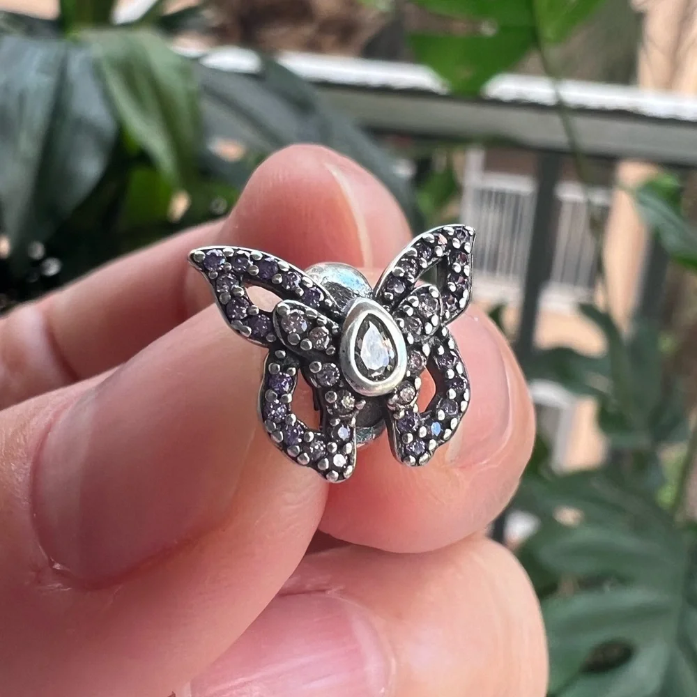 Fashion Jewelry Butterfly Bracelet Charm in Purple and Pink